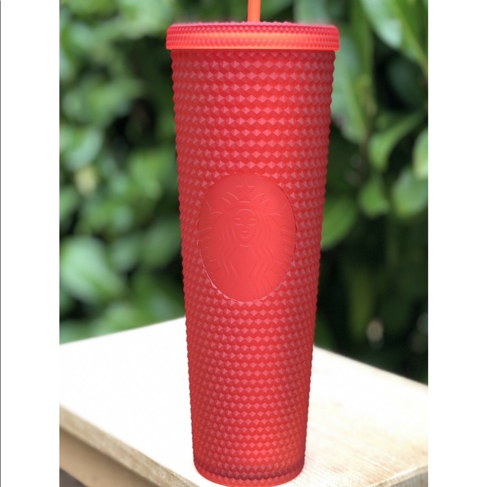 Red studded Starbucks cup